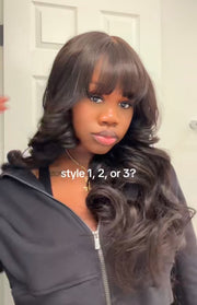 Natural Black Bodywave w/ Bangs