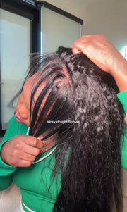 Jet Black Kinky Straight Half Wig